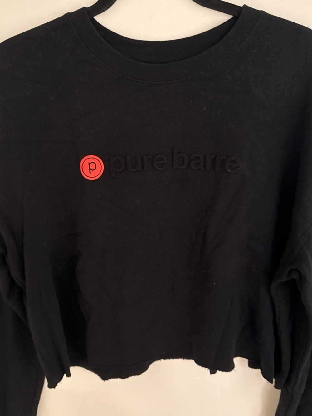 Pure Barre Black Crewneck Sweatshirt with Red Logo Accent